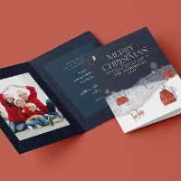 ネイビ伝統的ー1枚素朴写真メリークリスマス