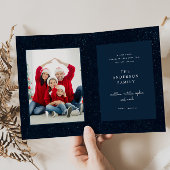 ネイビ伝統的ー1枚素朴写真メリークリスマス シーズンカード