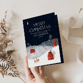 ネイビ伝統的ー1枚素朴写真メリークリスマス シーズンカード