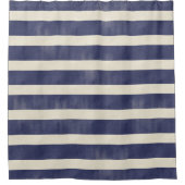 ネイビ動揺してーブルワイドストライプパターン シャワーカーテン (正面)