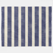 ネイビ動揺してーブルワイドストライプパターン フリースブランケット (正面(横))