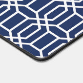 ネイビ名門私立校風のホワイトオクタゴン幾何学模様 デスクマット (コーナー)