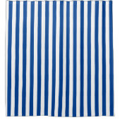 ネイビ名門私立校風のーおよび白ストライプ色の幾何学的パターン シャワーカーテン (正面)