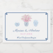 ネイビ名門私立校風のーブルーとピ結婚ンクの歓迎または支持 スパークリングワインラベル (シングルラベル)