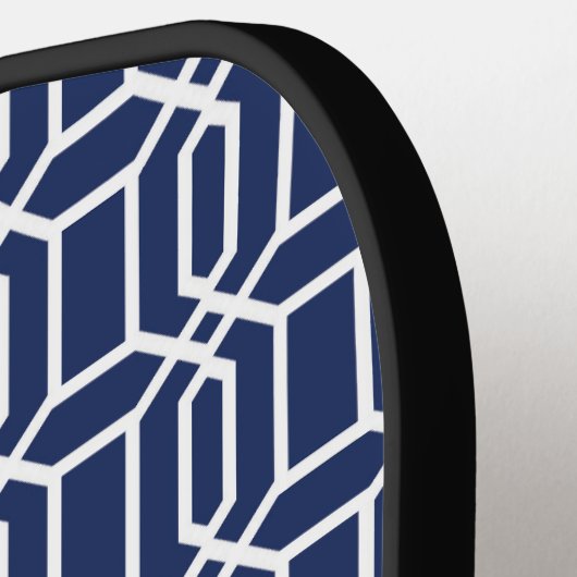 ネイビ名門私立校風のー白八角形1グラム ピックルボールラケット (左詳細)