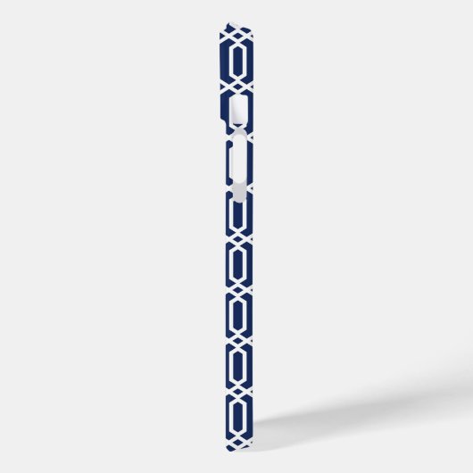 ネイビ名門私立校風のー白八角形1グラム Case-Mate iPhoneケース (裏面 / 左)