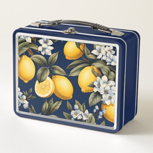 ネイビ地中海のー・レスタイリッシュモンスイタリアンキッド メタルランチボックス (正面)