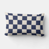 ネイビ市松模様にーブルーとクリーム ランバークッション (裏面)