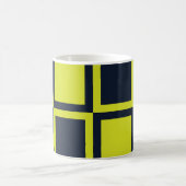 ネイビ市松模様にーブルーグリーンチェッカーボード コーヒーマグカップ (中央)