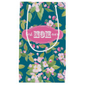 ネイビ最高のーで今までピンクのリンゴの花を母が咲く スモールペーパーバッグ (正面)