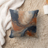 ネイビ渦巻形のーブルオレンジライトブルーマーブル クッション (ブランケット)