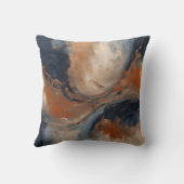 ネイビ渦巻形のーブルオレンジライトブルーマーブル クッション (裏面)