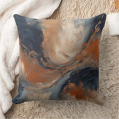 ネイビ渦巻形のーブルオレンジライトブルーマーブル クッション (ブランケット)