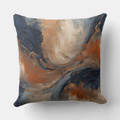 ネイビ渦巻形のーブルオレンジライトブルーマーブル クッション (裏面)