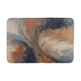 ネイビ渦巻形のーブルオレンジライトブルーマーブル バスマット