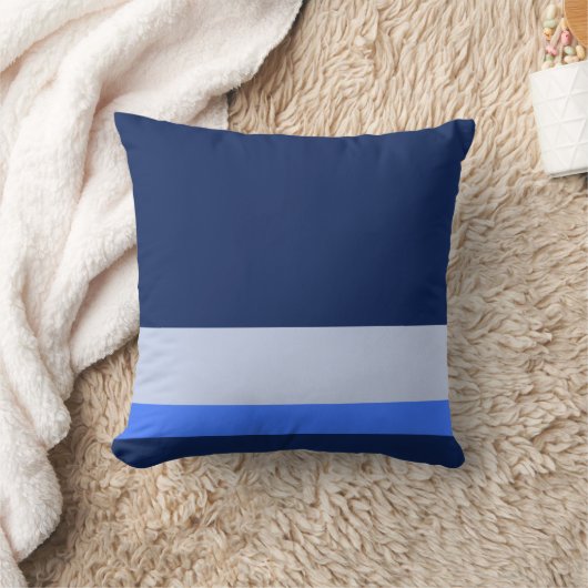 ネイビ無地のーブルーとパステルブルーライン クッション (ブランケット)