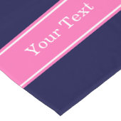 ネイビ無地のーブルーホットピンク#2リボン名モノグラム ショートテーブルランナー (コーナー)