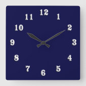 ネイビ無地のーブルー スクエア壁時計 (正面)