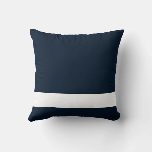 ネイビ無地のーブルー(白い下ストライプ部) クッション (裏面)