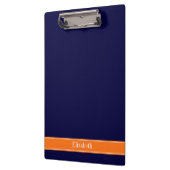 ネイビ無地のーブルーPumpkinリボン名モノグラム クリップボード (左)