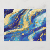 ネイビ王室のーブルーと金ゴールド結婚式の日付を保存 案内ポストカード (正面)