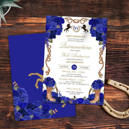 ネイビ王室のーブルーバラウエスタンチャロキンセニェラ 招待状