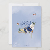 ネイビ王室のーブルーバラ金ゴールドティアラバタフライクインズ 招待状 (裏面)