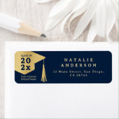 ネイビ王室のーブルー金ゴールド大学院ハット差出人住所 ラベル (インサイチュ)