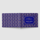 ネイビ王室のーブルー金ゴールド素晴らしギャツビー結婚アールデコ ゲストブック (全面)
