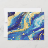 ネイビ王室のーブルー金ゴールド親切に結婚返信 出欠カード (正面)