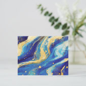 ネイビ王室のーブルー金ゴールド親切に結婚返信 出欠カード (スタンド正面)