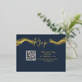 ネイビ王室のーブルーQrコードrsvp応答カード 箔招待状ポストカード (立ち正面)