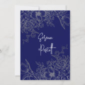 ネイビ王室のーミニマル結婚式招待状 招待状 (裏面)