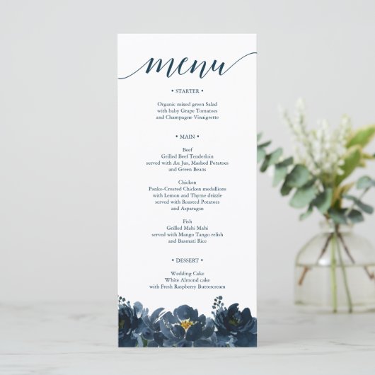 ネイビ王室のー結婚のメニュー – 結婚のメニュー メニュー (スタンド正面)