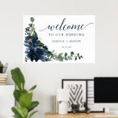 ネイビ王室のー結婚の歓迎サイン ポスター (ホームオフィス)