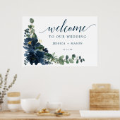 ネイビ王室のー結婚の歓迎サイン ポスター (キッチン)