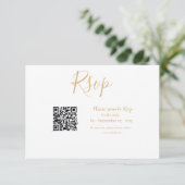 ネイビ王室のー結婚ブルーqrコードミニマル主義者 出欠カード (スタンド正面)