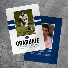 ネイビ男らしー2025卒業写真 案内状