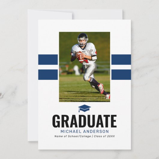 ネイビ男らしー2025卒業写真 案内状 (正面)