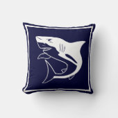 ネイビ素晴らしー海ブルーの白いサメ航海の クッション (正面)