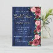 ネイビ素朴ーとブルゴーニュの水カラーブライダルシャワー 招待状 (スタンド正面)
