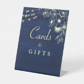 ネイビ素朴ーのウェディングカードとギフトサイン 台座サイン (正面)