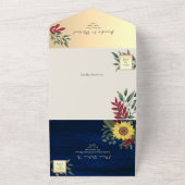 ネイビ素朴ーひまわり結婚の オールインワン招待状 (外側)