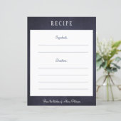 ネイビ素朴ーエレガントブルーchalkboardレシピカード (スタンド正面)