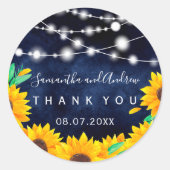 ネイビ素朴ーストリングライトサンフラワーありがとう ラウンドシール (正面)