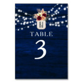 ネイビ素朴ーストリングライトテーブル番号 テーブルナンバー (正面)