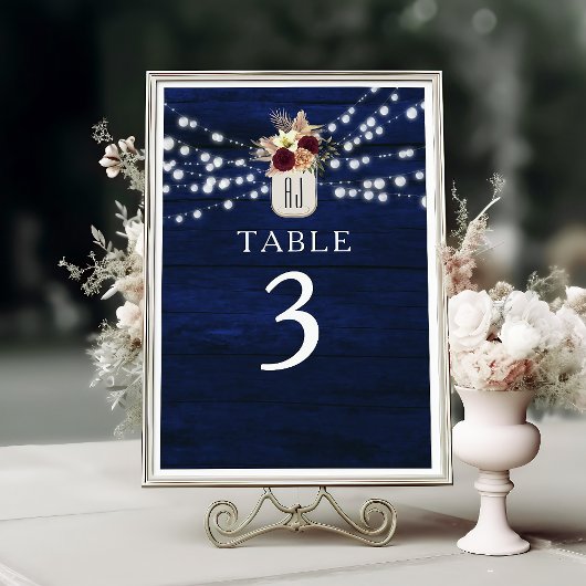 ネイビ素朴ーストリングライトテーブル番号 テーブルナンバー