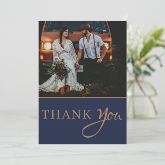 ネイビ素朴ーストリングラ結婚イツありがとう サンキューカード (スタンド正面)