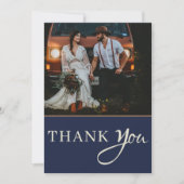 ネイビ素朴ーストリングラ結婚イツありがとう サンキューカード (正面)