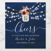 ネイビ素朴ーストリングラ結婚イトのワインラベル ワインラベル (シングルラベル)